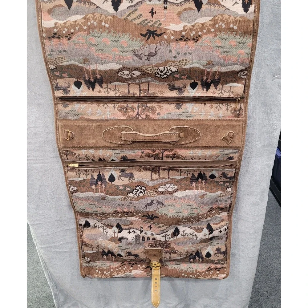 Vintage Garment Bag Embroidered Tapestry Woodsland Animals Scenes